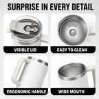 40oz (1200ml) Insulated Stainless Steel Tumbler with Handle & Straw | Leak-Proof Vacuum Travel Mug for Hot & Cold Drinks