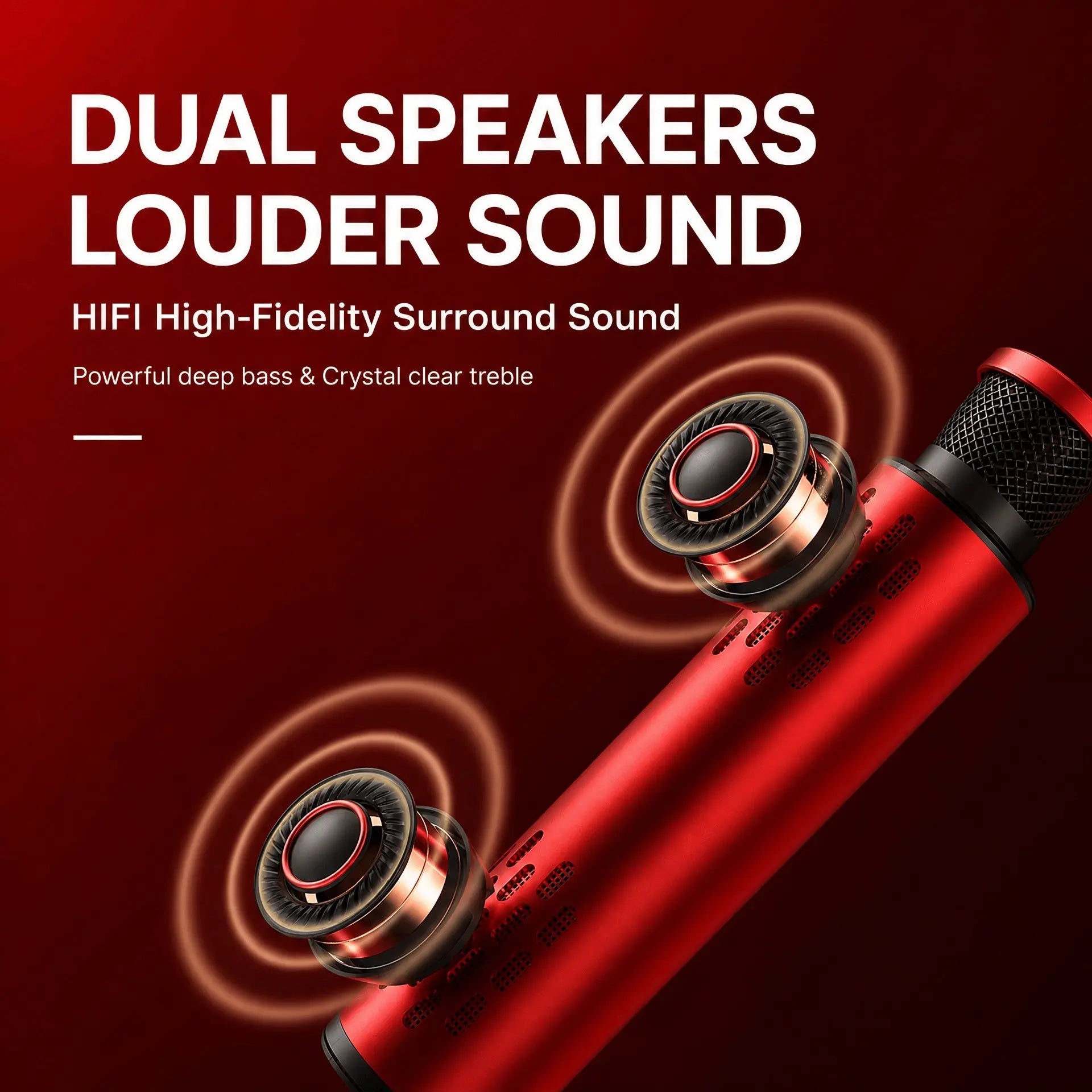 Wireless Bluetooth Karaoke Microphone with Built-in Dual Speakers, Portable Handheld Mic for Live Streaming, Singing & Recording