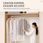 Semi-transparent PEVA clothes cover protecting garments from dust