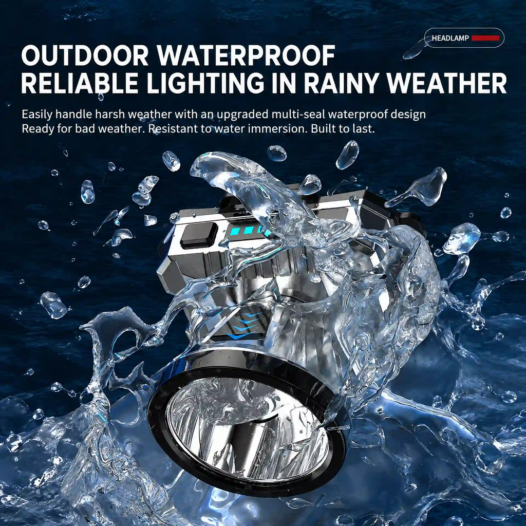 Rechargeable High-Power LED Headlamp with Hand-Wave Sensor, 100M Long-Range Beam, 90° Adjustable – view 3