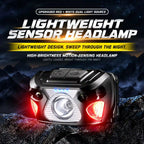 Lightweight Motion-Sensor LED Headlamp with 6 Light Modes, Red & White Side Lights, USB Type-C – view 2
