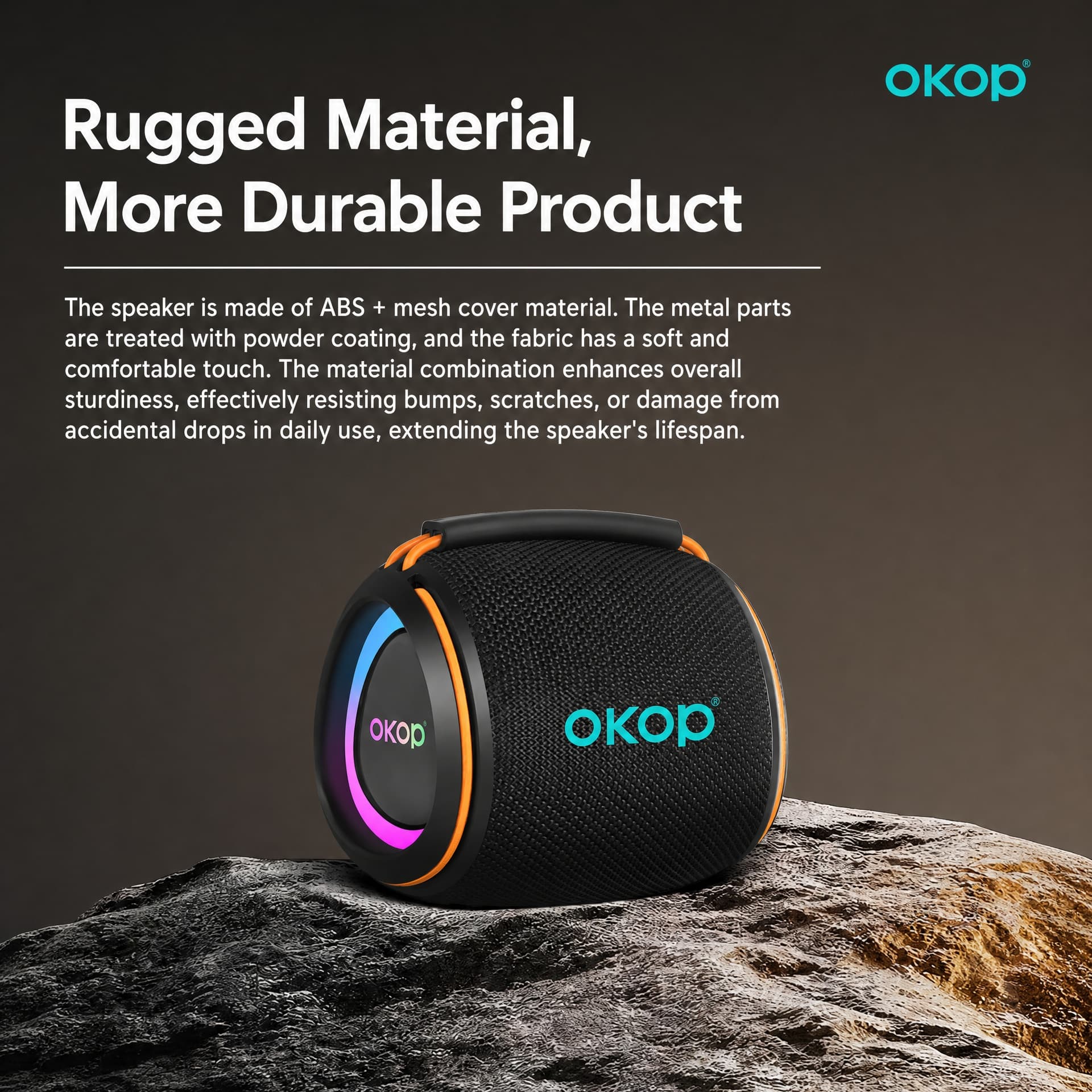 OKOP KP-808 Portable RGB Bluetooth Speaker with Heavy Bass & Long Battery Life