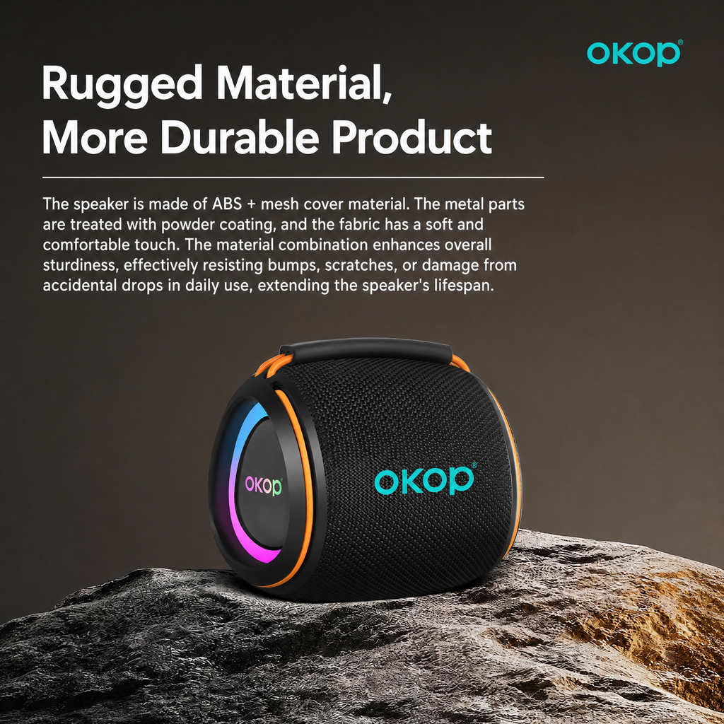 OKOP KP-808 Portable RGB Bluetooth Speaker with Heavy Bass & Long Battery Life