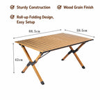 Wood Grain Folding Camping Chair with Beech Wood Armrest, Portable & No Assembly Outdoor Chair