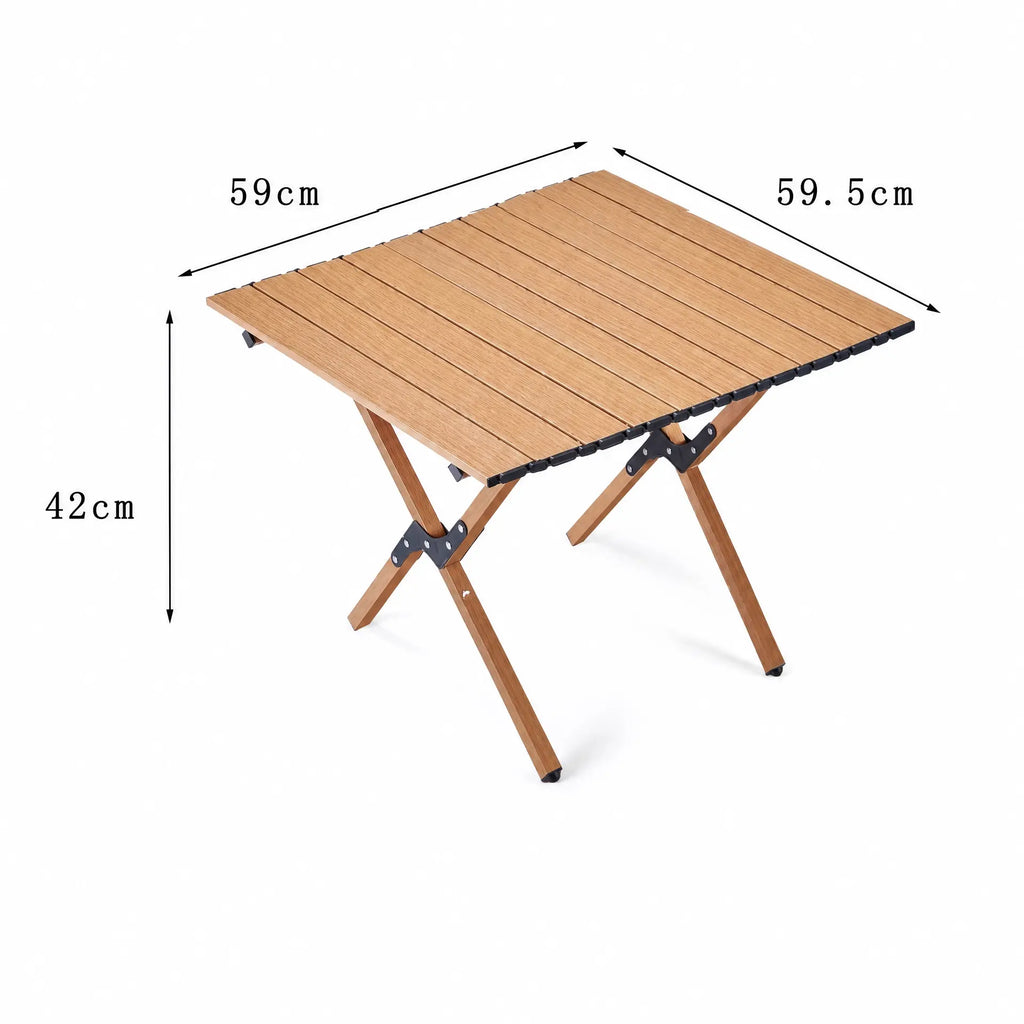 Wood Grain Folding Camping Chair with Beech Wood Armrest, Portable & No Assembly Outdoor Chair