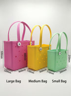 EVA Hollow Beach Tote Bag – Waterproof Candy Color Swimming & Shopping Carry Bag, Multi-Purpose Ventilated Design
