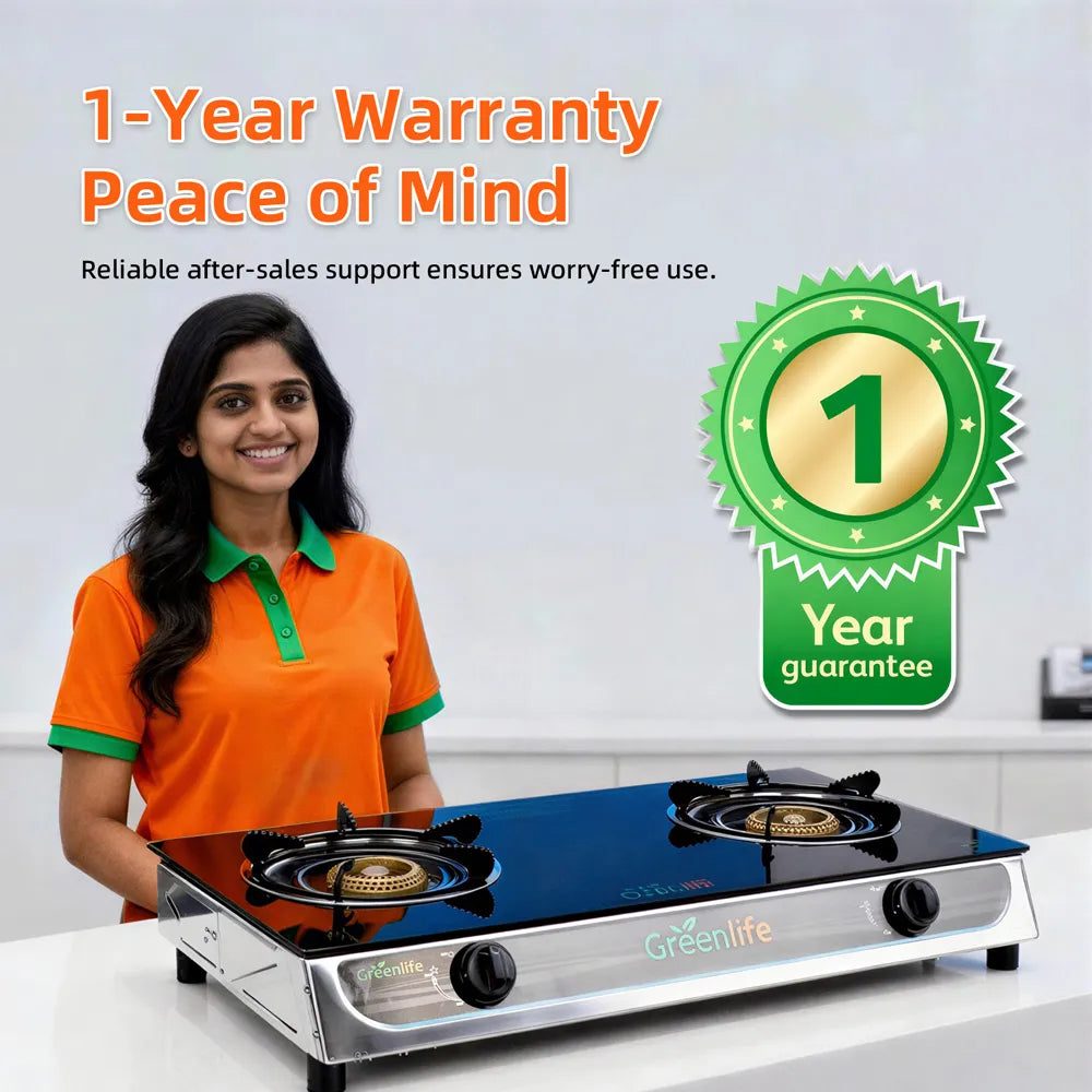 Greenlife DUO Glasstop Double Burner Safe Gas Cooker Efficient stove Easy Cooking Instant Ignition Explosion Resistant