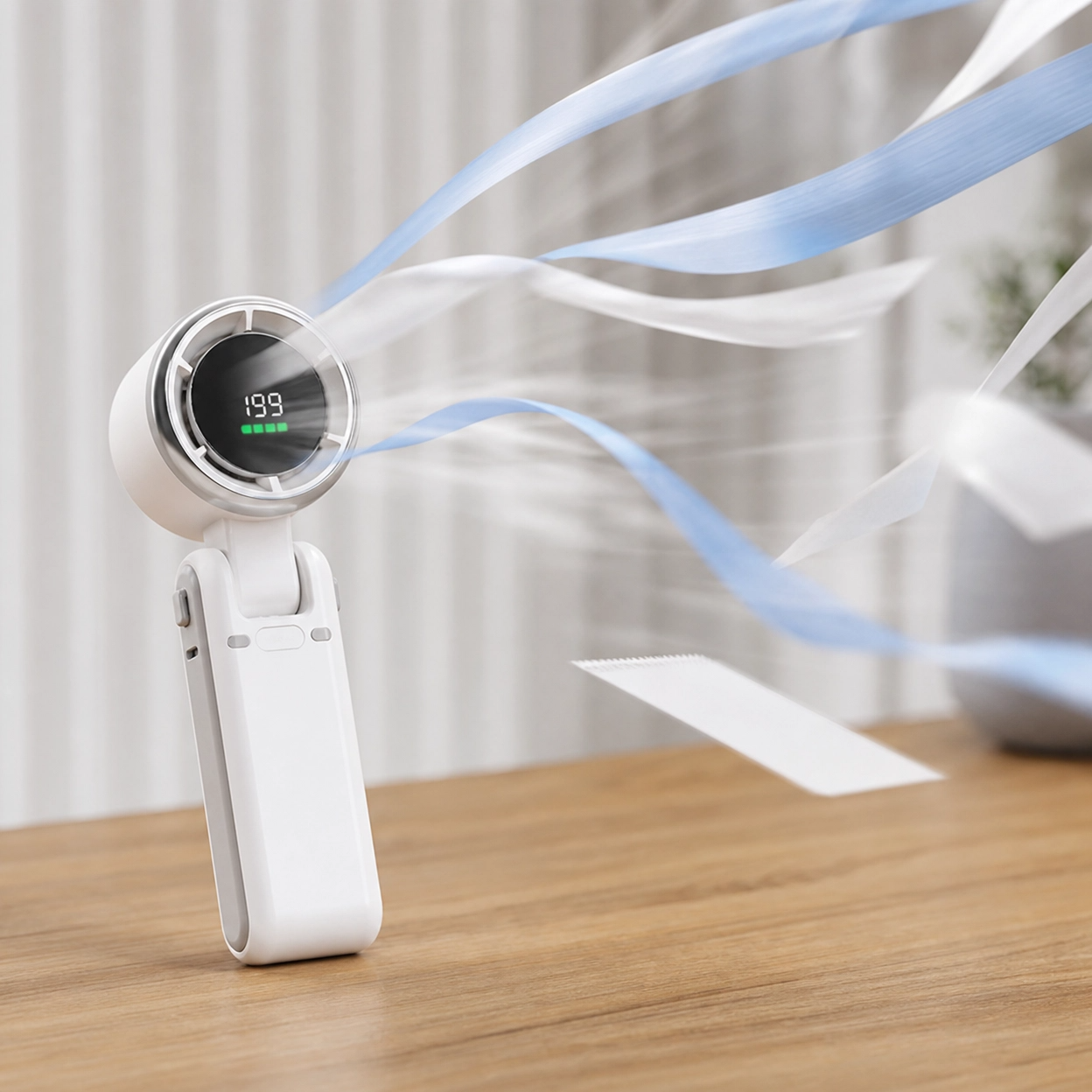 Foldable Handheld Fan, 1200mAh USB Rechargeable Personal Fan, 5W Portable Mini Fan with Digital Display for Indoor & Outdoor Use