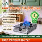 Greenlife UNIC Single Burner Glass Top Safe Gas Cooker Efficient stove Easy Cooking Instant Ignition High powered Cosmo Burner