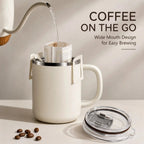450ml stainless steel insulated coffee mug with handle and lid