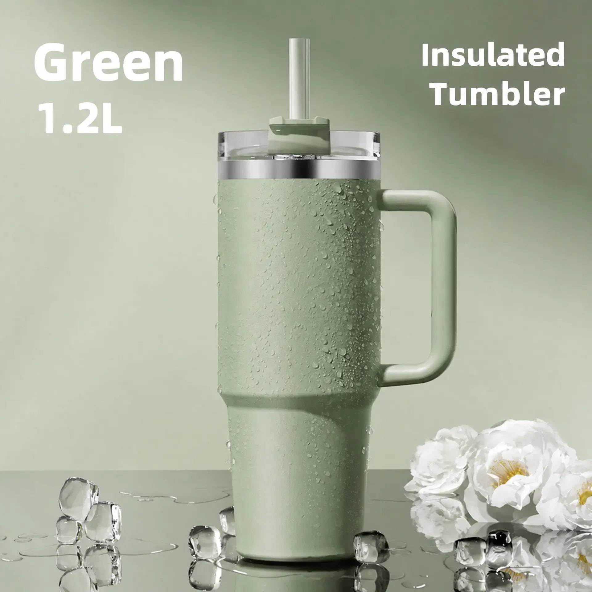 40oz (1200ml) Insulated Stainless Steel Tumbler with Handle – Leak-Proof, Triple-Wall Vacuum Travel Mug for Hot & Cold Drinks, Car Cup Holder Friendly, Sweat-Proof, BPA-Free