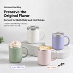 450ml stainless steel insulated coffee mug with handle and lid - product image 2