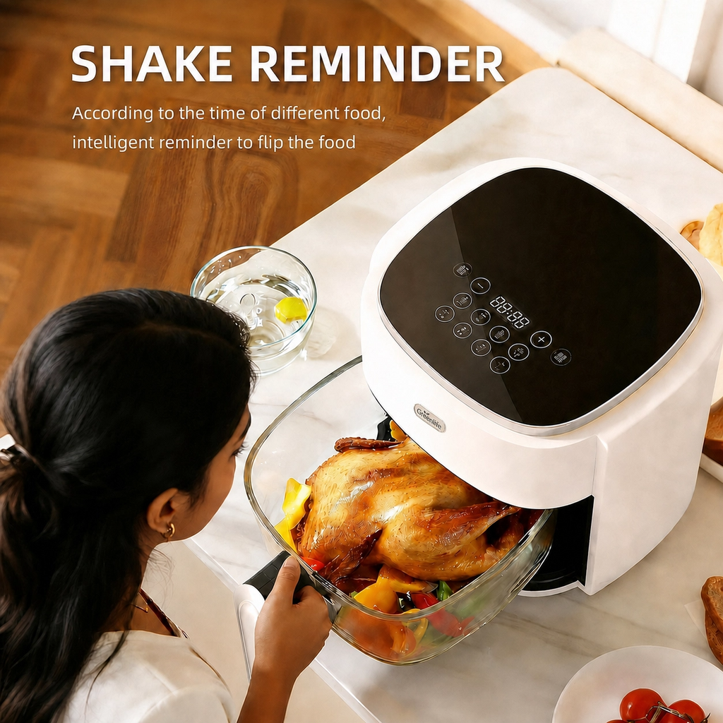 Greenlife 4.5L Smart Touch Multi-Function Air Fryer with Glass Pot Oil Free Cooking, High-Speed & Time-Saving