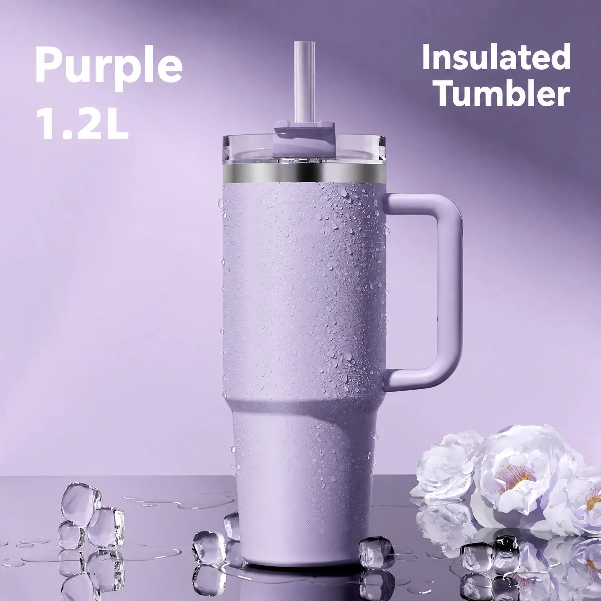 40oz (1200ml) Insulated Stainless Steel Tumbler with Handle – Leak-Proof, Triple-Wall Vacuum Travel Mug for Hot & Cold Drinks, Car Cup Holder Friendly, Sweat-Proof, BPA-Free