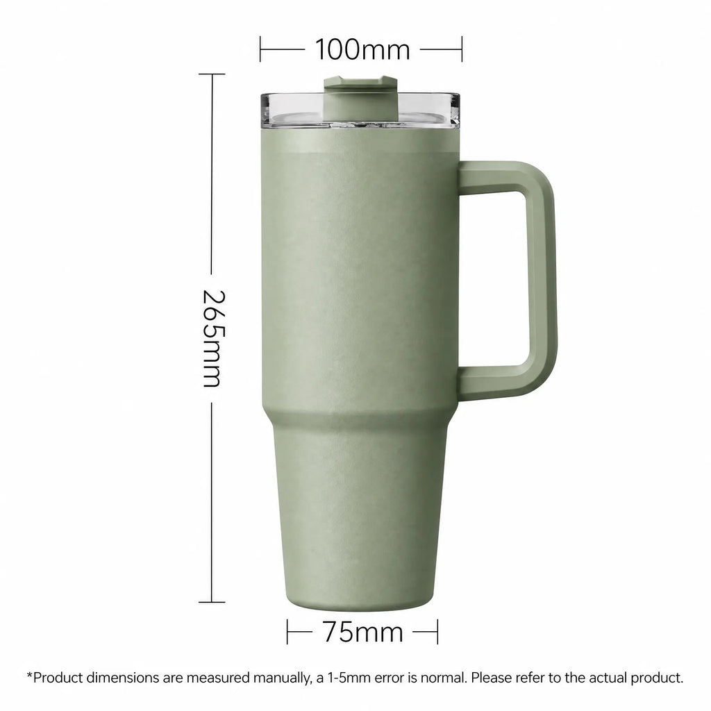 40oz (1200ml) Insulated Stainless Steel Tumbler with Handle – Leak-Proof, Triple-Wall Vacuum Travel Mug for Hot & Cold Drinks, Car Cup Holder Friendly, Sweat-Proof, BPA-Free