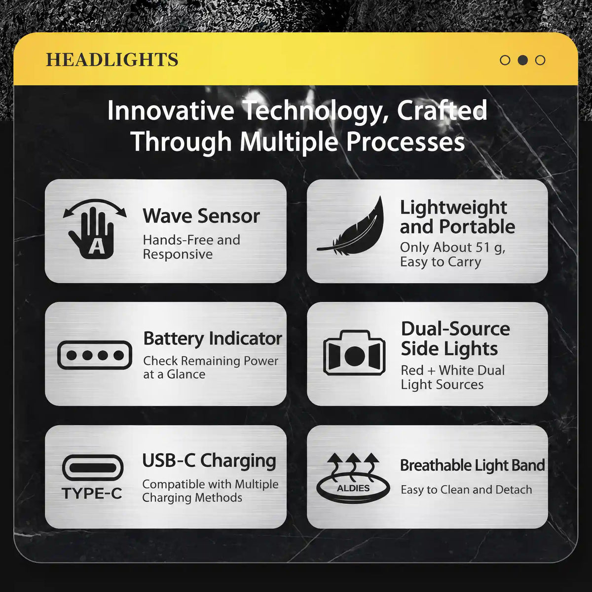 Lightweight Motion-Sensor LED Headlamp with 6 Light Modes, Red & White Side Lights, USB Type-C – view 4