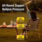 Wood Grain Folding Camping Chair with Beech Wood Armrest, Portable & No Assembly Outdoor Chair