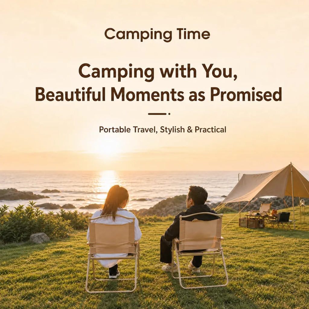 Wood Grain Folding Camping Chair with Beech Wood Armrest, Portable & No Assembly Outdoor Chair