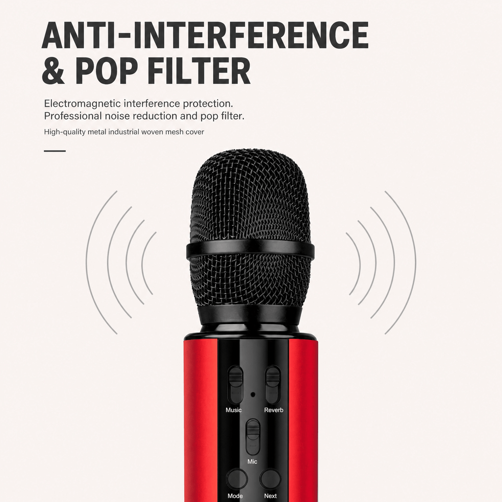 Wireless Bluetooth Karaoke Microphone with Built-in Dual Speakers, Portable Handheld Mic for Live Streaming, Singing & Recording