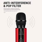Wireless Bluetooth Karaoke Microphone with Built-in Dual Speakers, Portable Handheld Mic for Live Streaming, Singing & Recording