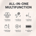 Wireless Bluetooth Karaoke Microphone with Built-in Dual Speakers, Portable Handheld Mic for Live Streaming, Singing & Recording