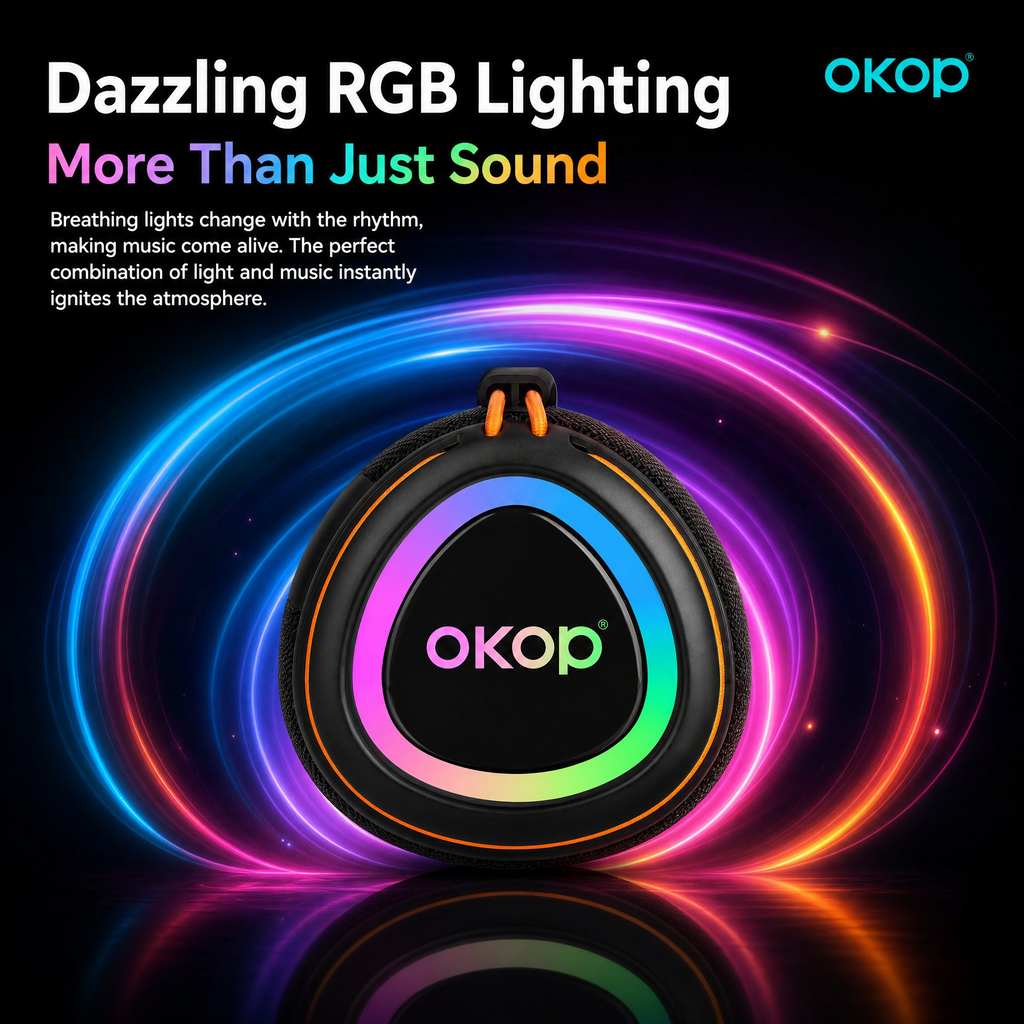 OKOP KP-808 Portable RGB Bluetooth Speaker with Heavy Bass & Long Battery Life