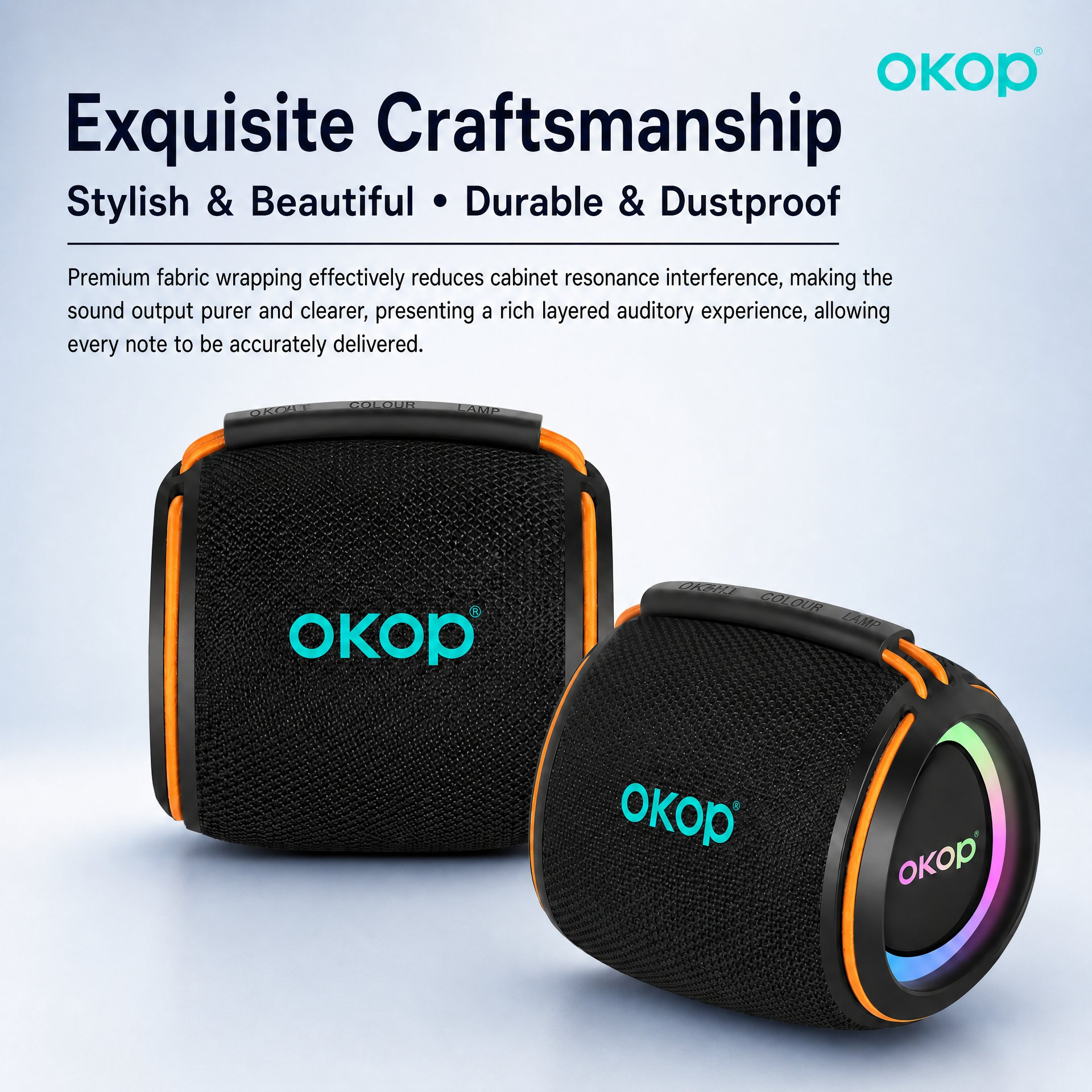 OKOP KP-808 Portable RGB Bluetooth Speaker with Heavy Bass & Long Battery Life