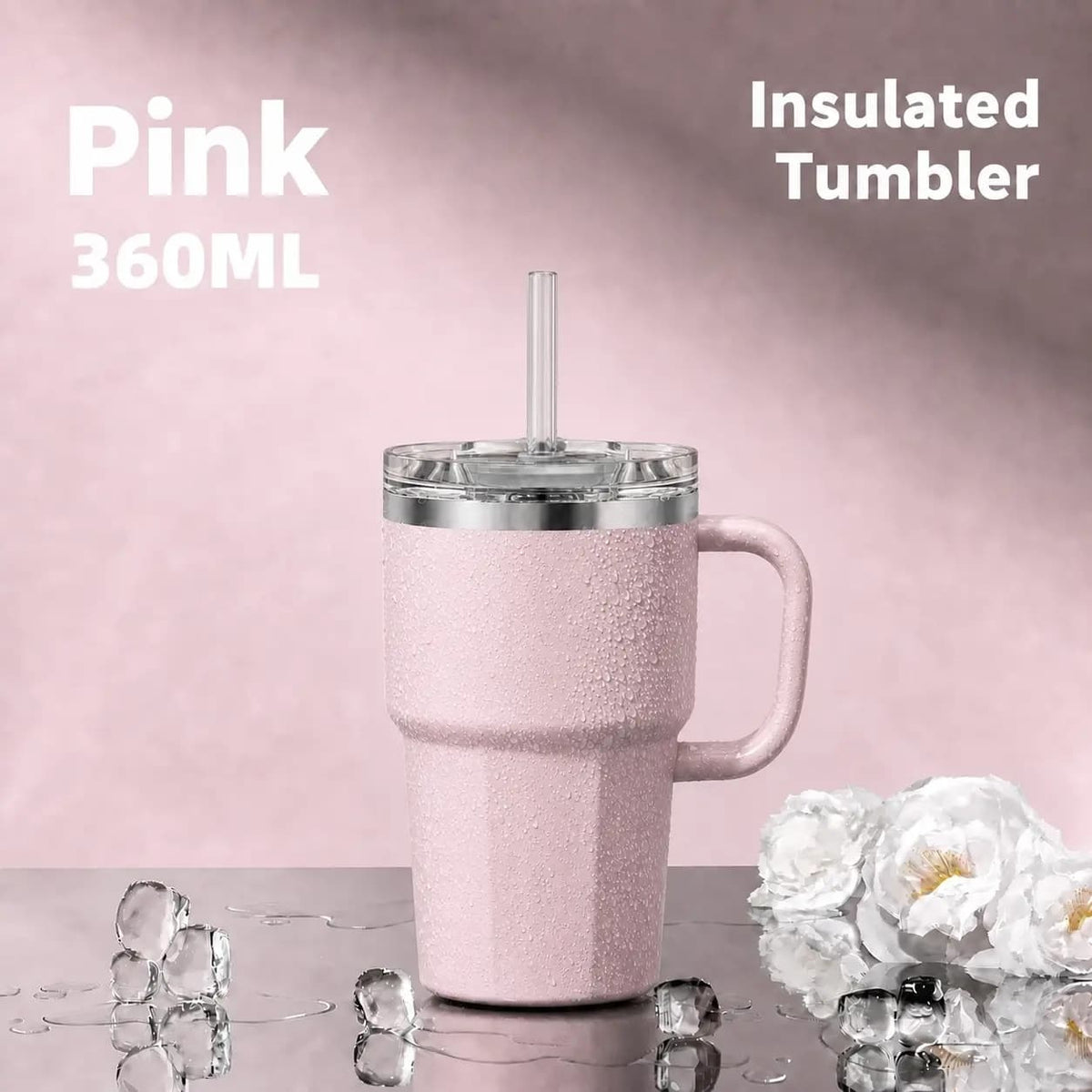 Solo Sip 360ml stainless steel insulated tumbler with handle and straw - product image 3
