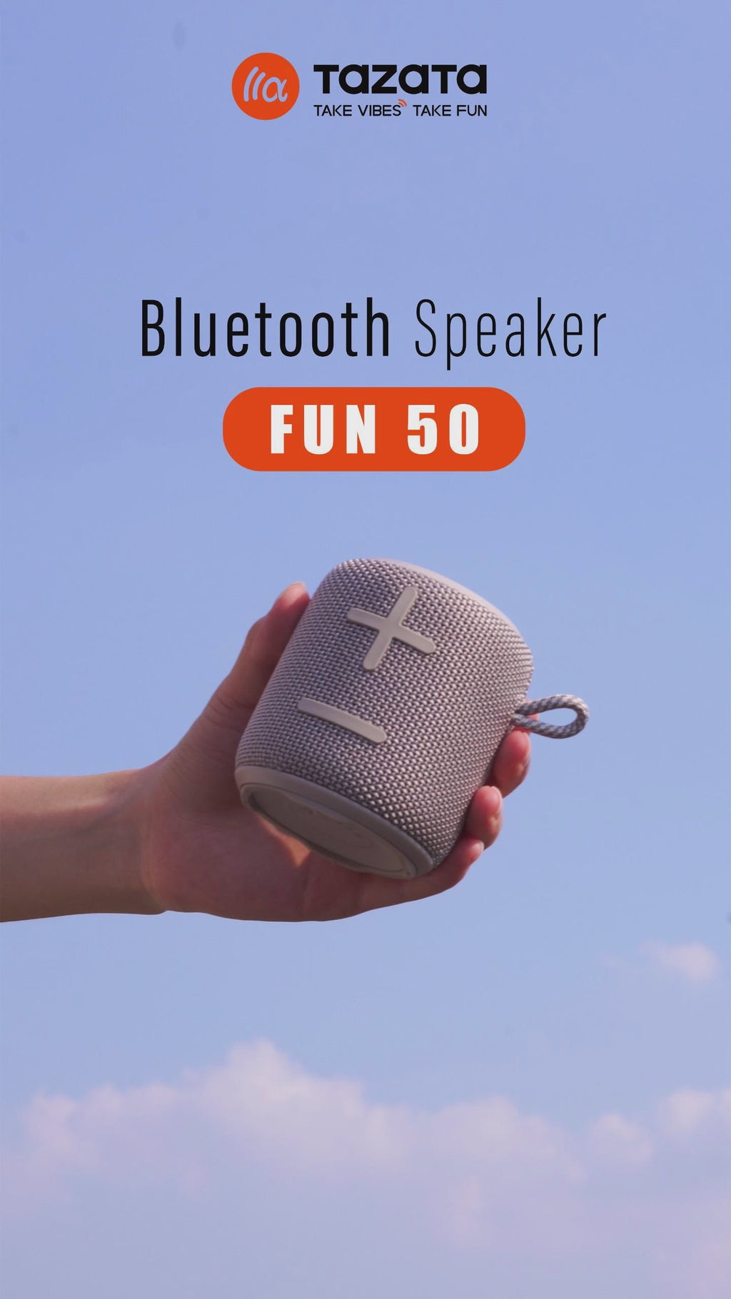 TAZATA FUN50- IPX7 Waterproof Small Bluetooth Speaker With Extended 4-20 Hour Battery Life