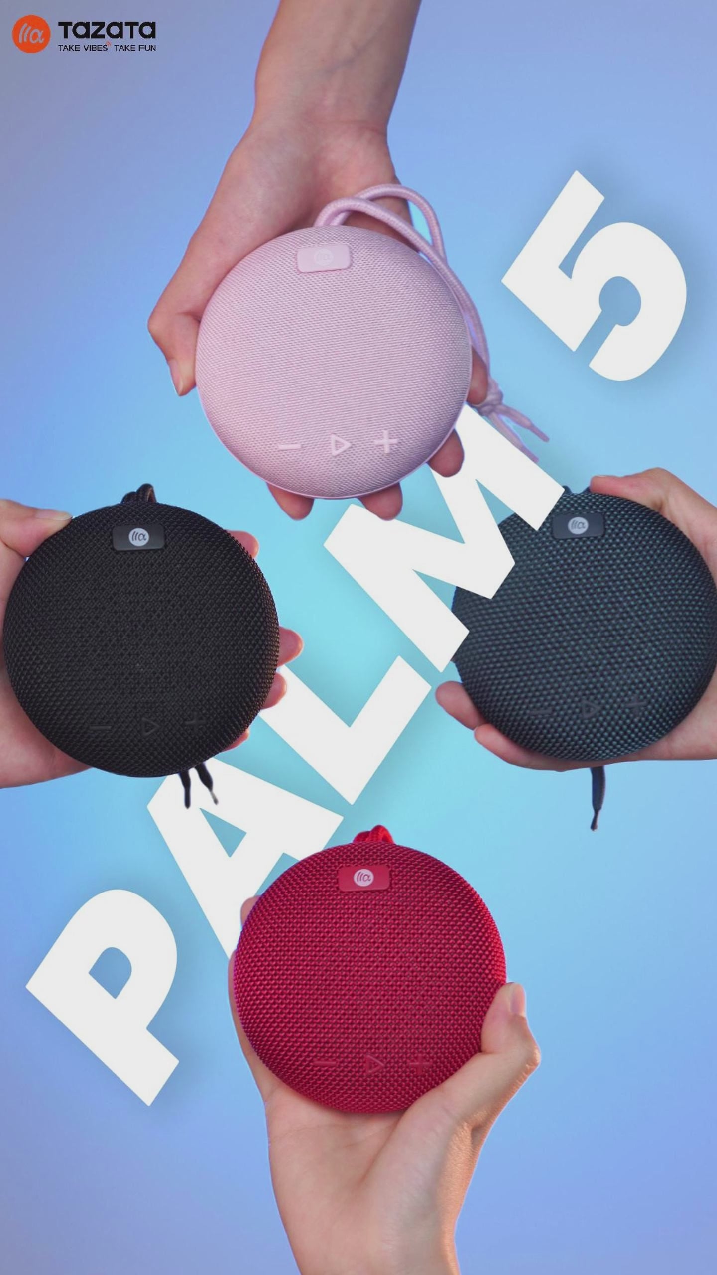 TAZATA PALM 5 Portable Bluetooth Speaker IPX7 Waterproof With Built In Microphone