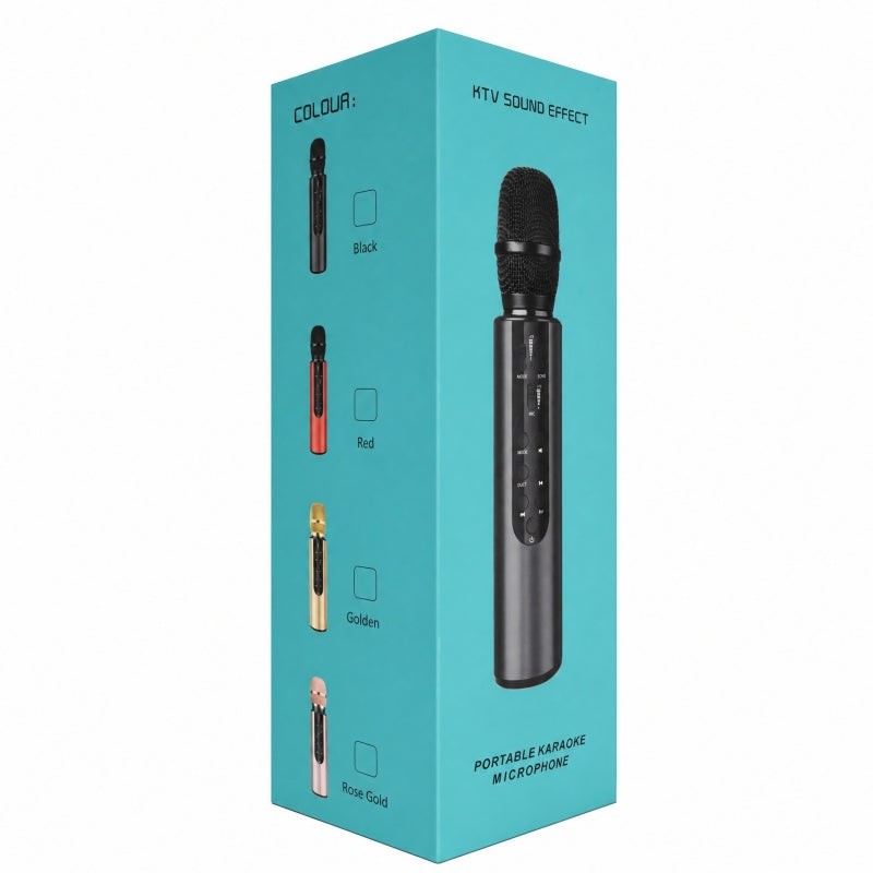 Wireless Bluetooth Karaoke Microphone with Built-in Dual Speakers, Portable Handheld Mic for Live Streaming, Singing & Recording