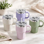 Solo Sip 360ml stainless steel insulated tumbler with handle and straw