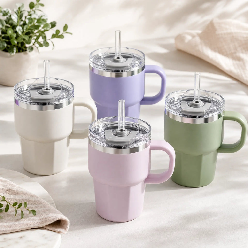 Solo Sip 40oz & 12oz Stainless Steel Insulated Tumbler with Handle, Straw & Lid - Dual Drinking Modes Hot & Cold Travel Mug