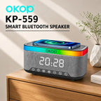 OKOP KP559 Multifunctional Bluetooth 5.3 Alarm Clock Speaker with Wireless Charging, RGB Light & White Noise