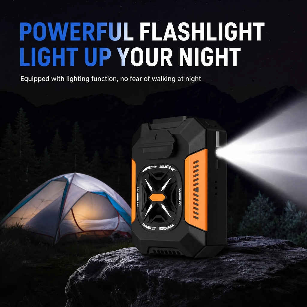 Outdoor Waist-Mounted Portable Fan - 2-in-1 Cooling & Emergency Power Bank