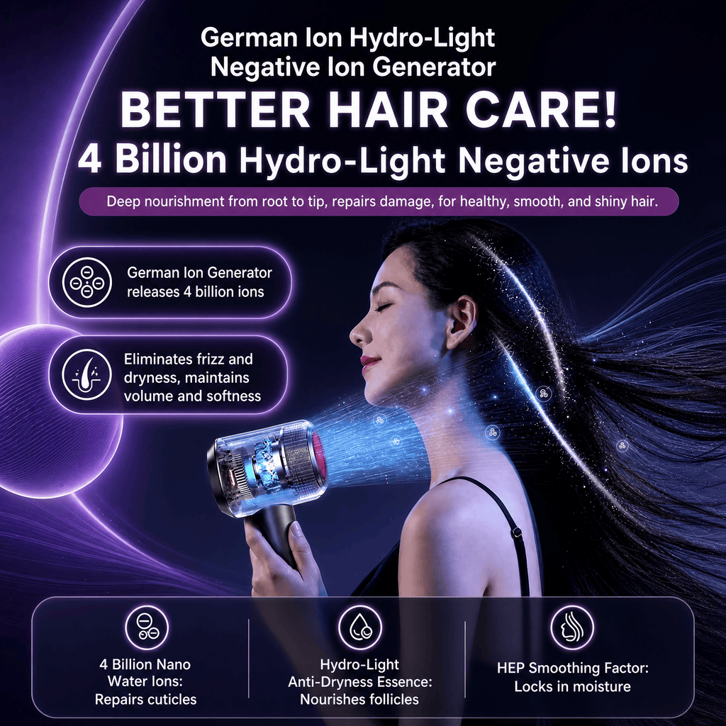 Professional High-Speed Hair Dryer with Ultra-Fast Drying and Ionic Care