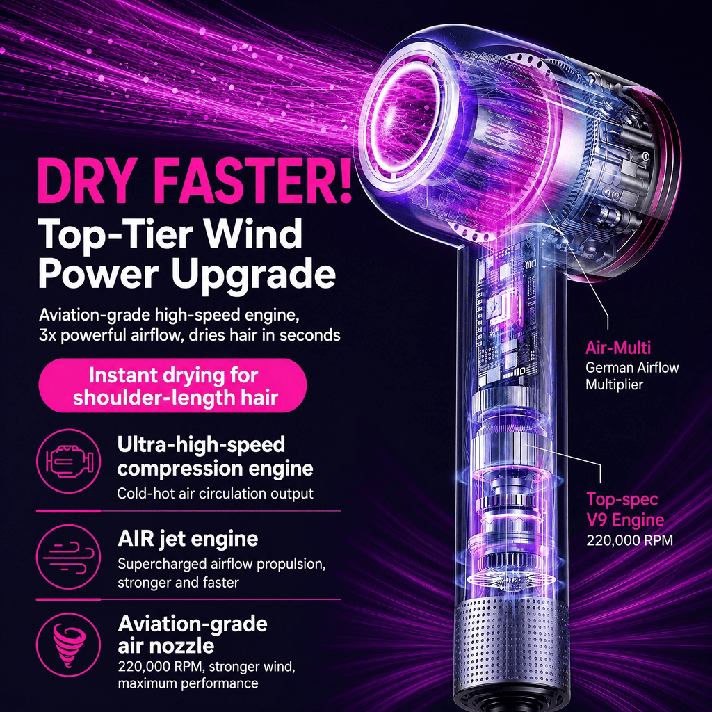 Professional High-Speed Hair Dryer with Ultra-Fast Drying and Ionic Care