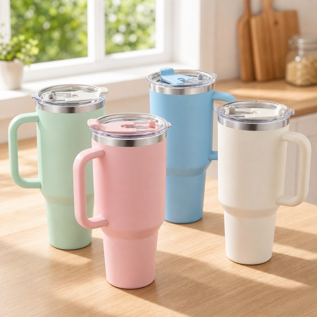 40oz (1200ml) Insulated Stainless Steel Tumbler with Handle – Leak-Proof, Triple-Wall Vacuum Travel Mug for Hot & Cold Drinks, Car Cup Holder Friendly, Sweat-Proof, BPA-Free