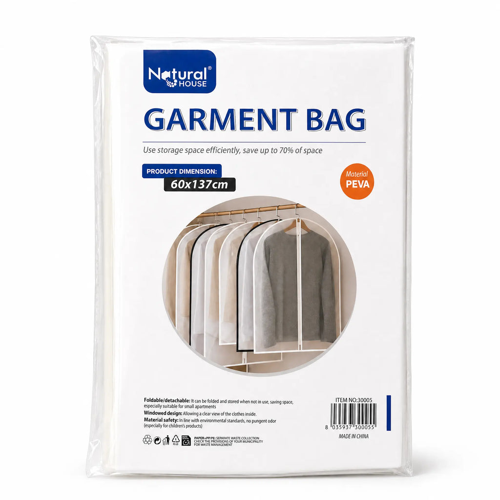 PEVA garment bag features, sizes and reusable wardrobe storage