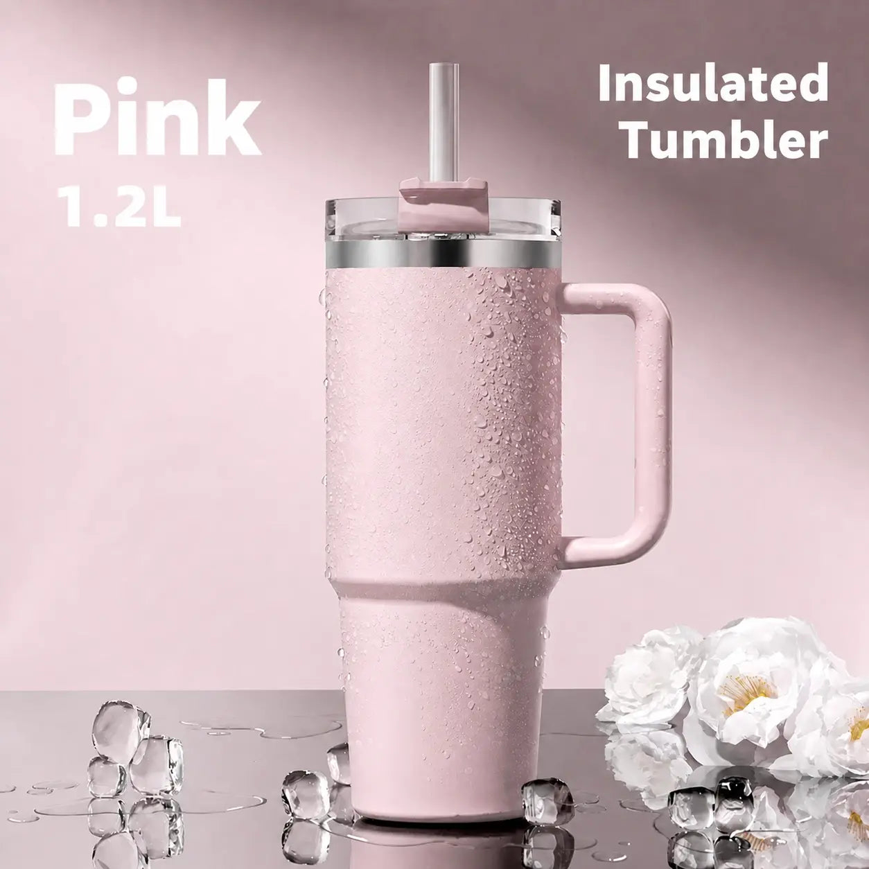 40oz (1200ml) Insulated Stainless Steel Tumbler with Handle – Leak-Proof, Triple-Wall Vacuum Travel Mug for Hot & Cold Drinks, Car Cup Holder Friendly, Sweat-Proof, BPA-Free